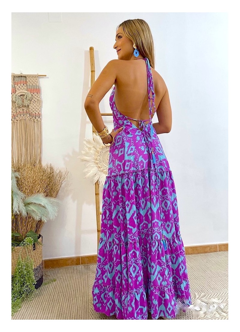 Vestido Bali azul y malva