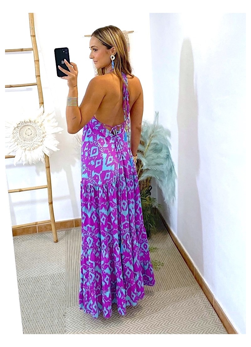 Vestido Bali azul y malva