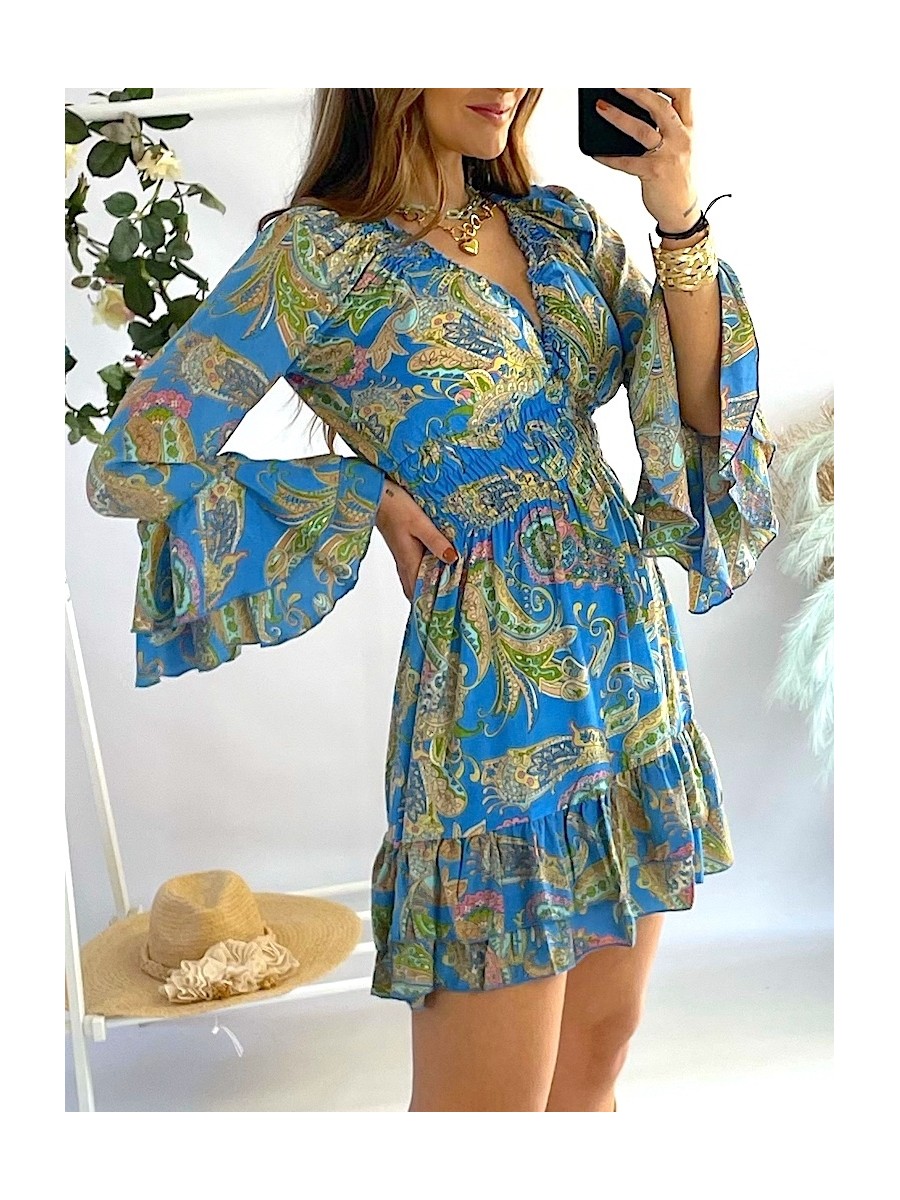Vestido Capri azules y verdes