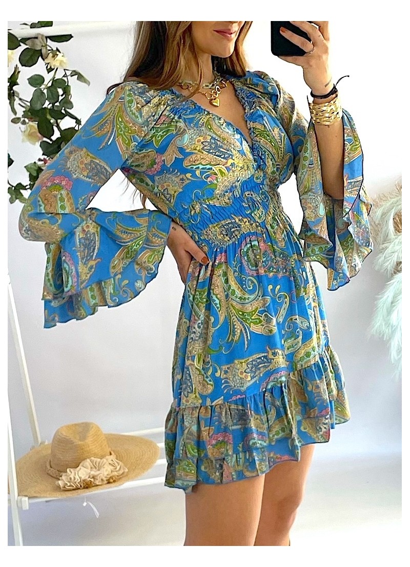 Vestido Capri azules y verdes