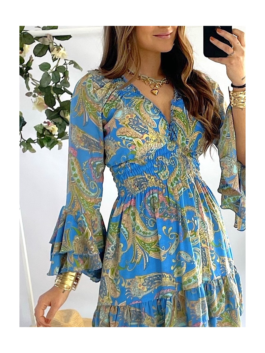 Vestido Capri azules y verdes