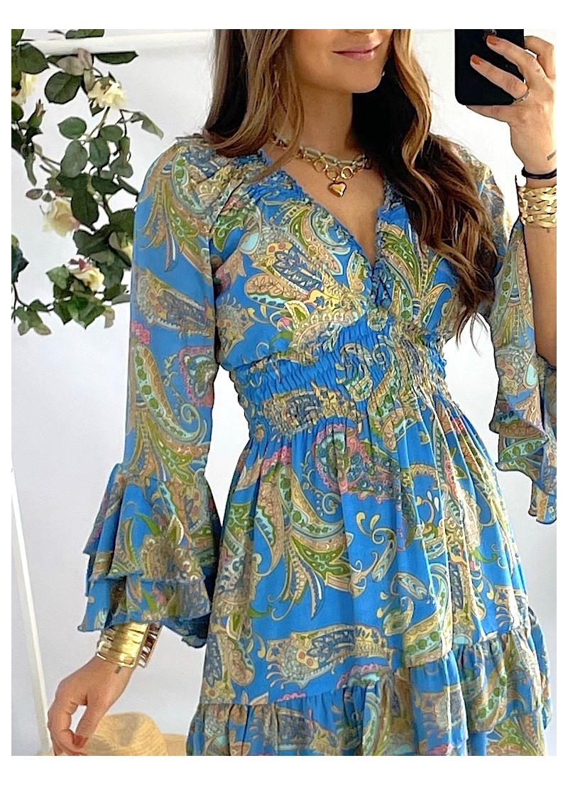 Vestido Capri azules y verdes