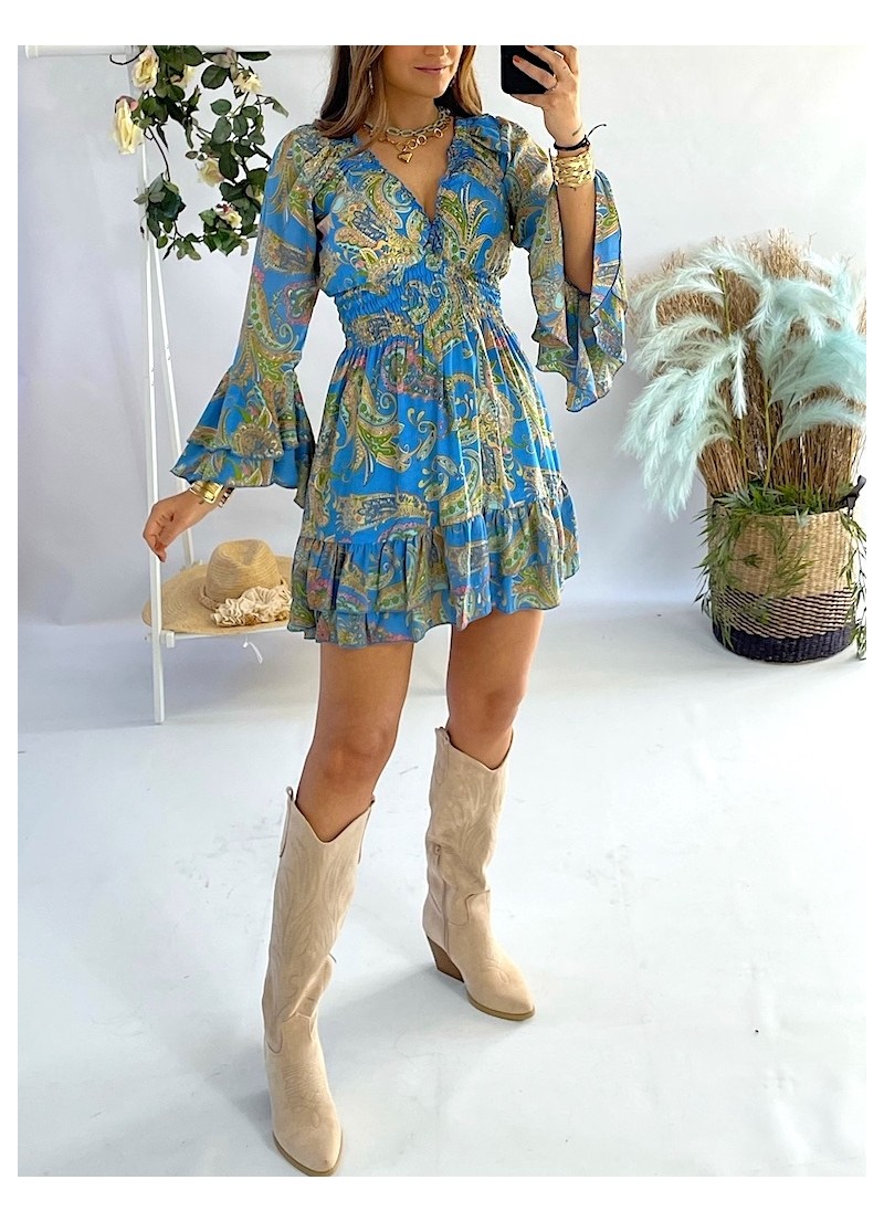 Vestido Capri azules y verdes