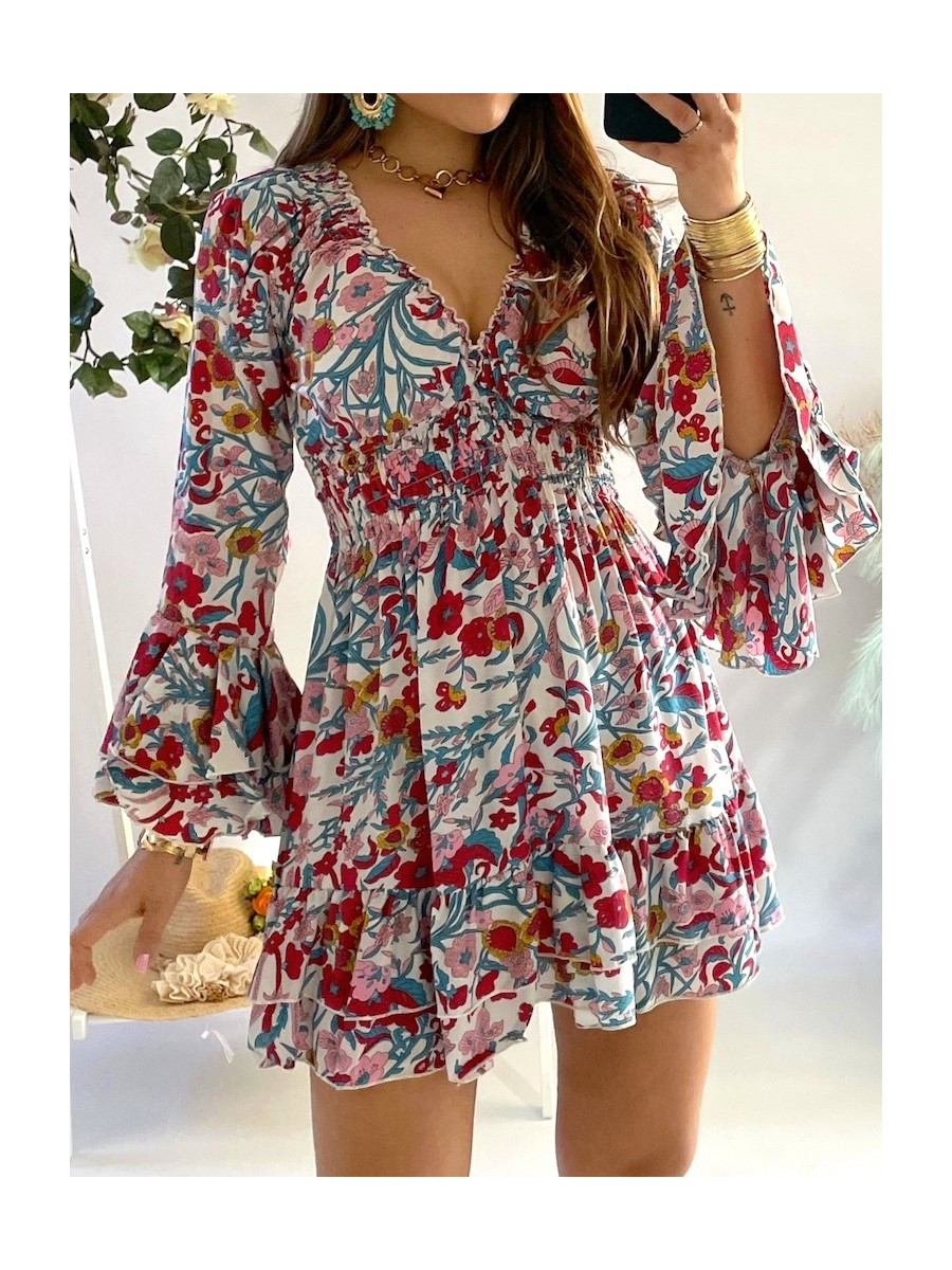 Vestido Capri azul y fucsia Trilce