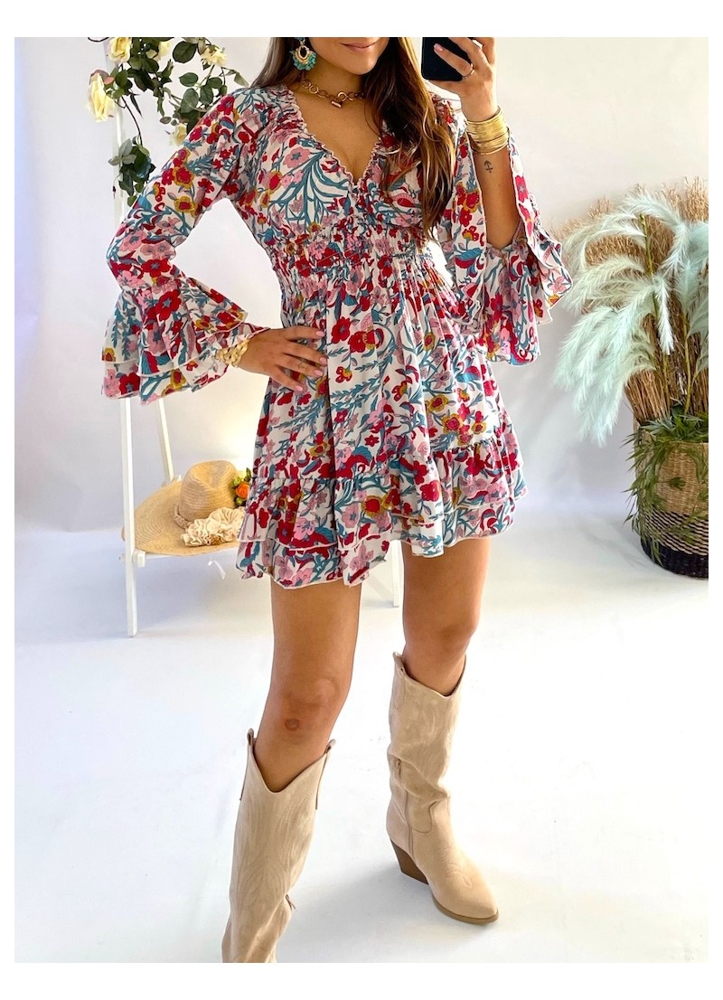 Vestido Capri azul y fucsia Trilce