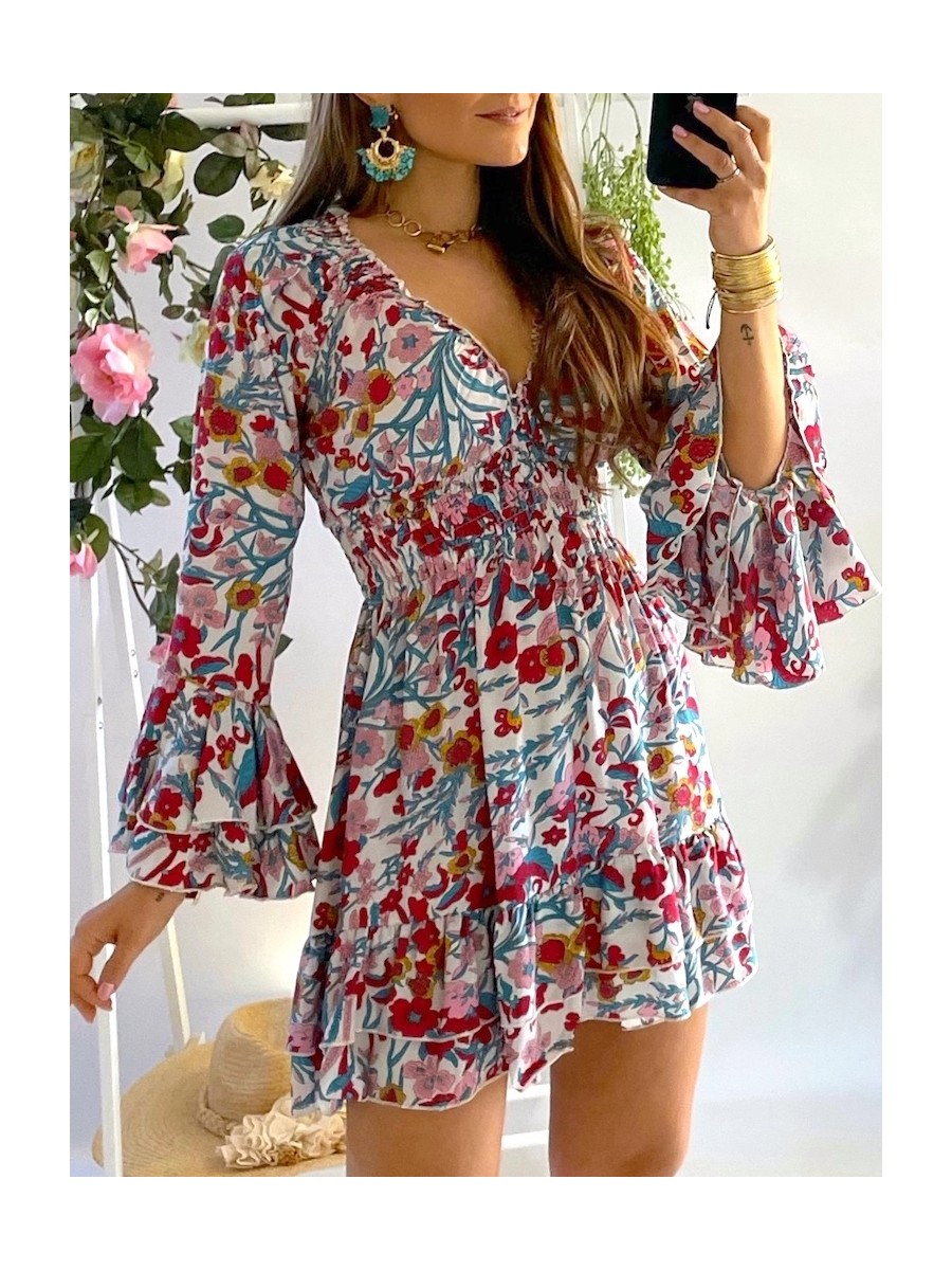 Vestido Capri azul y fucsia Trilce