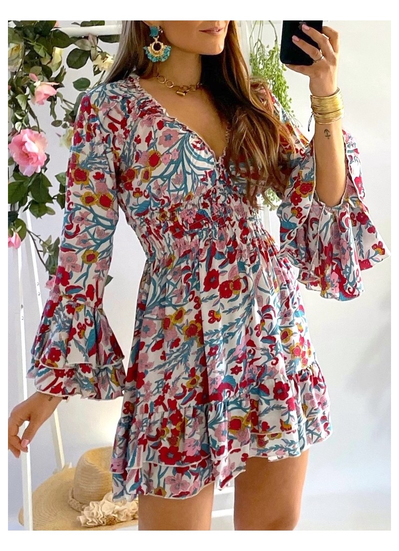 Vestido Capri azul y fucsia Trilce