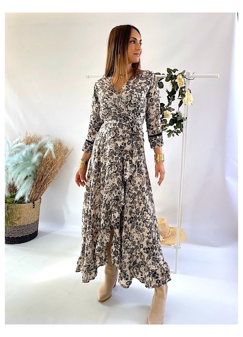 Vestido Lisboa beige y negro