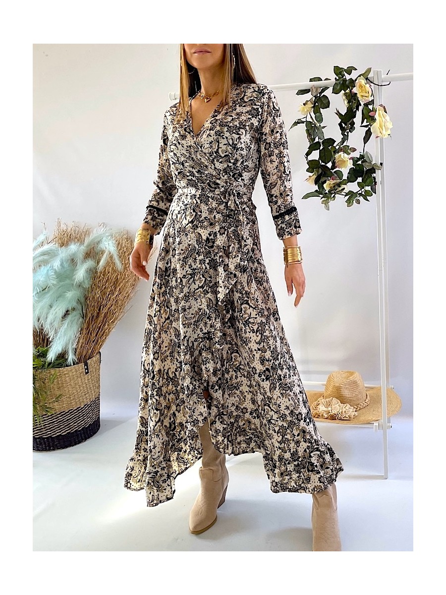 Vestido Lisboa beige y negro