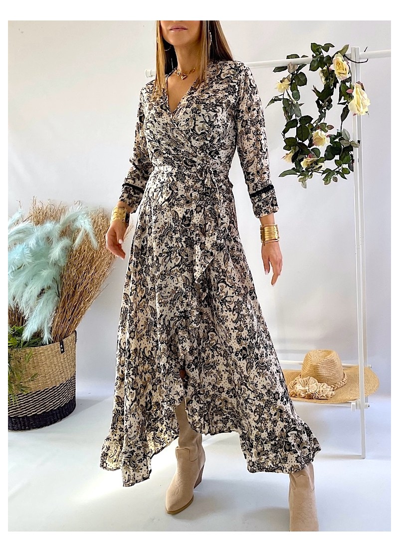 Vestido Lisboa beige y negro