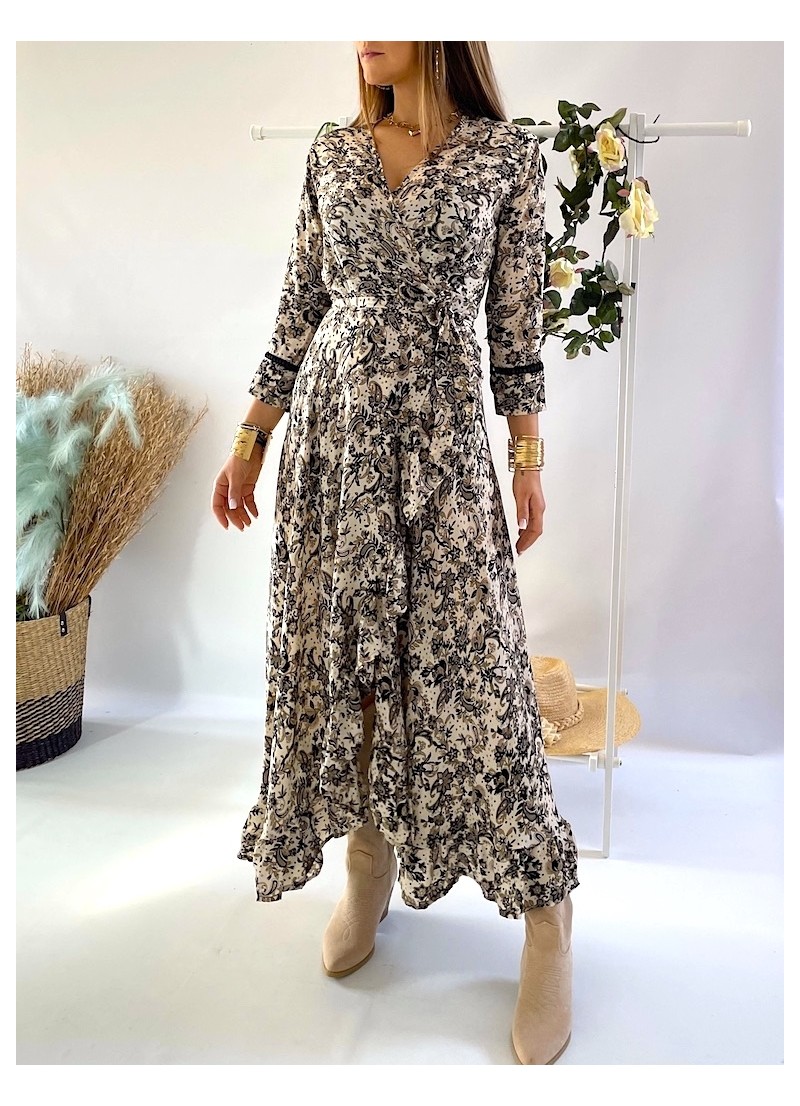 Vestido Lisboa beige y negro