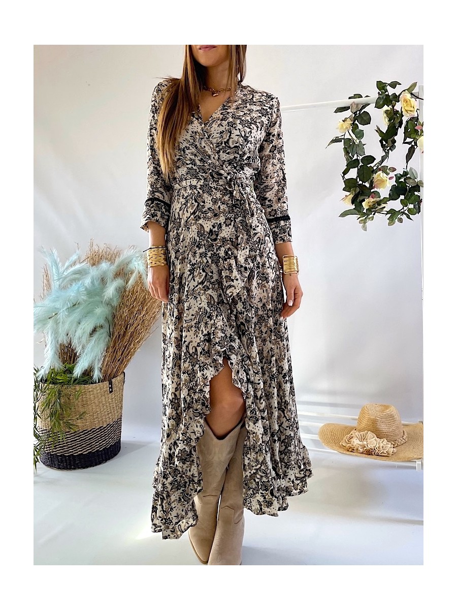 Vestido Lisboa beige y negro