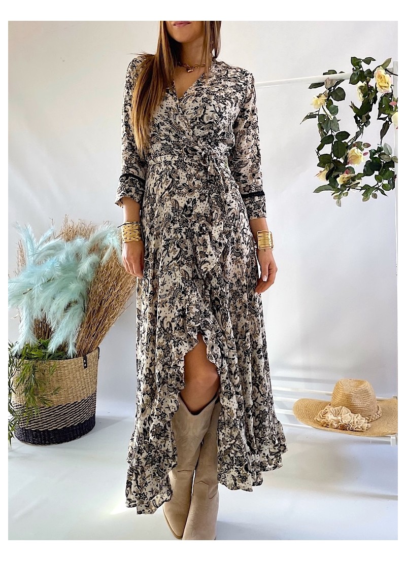 Vestido Lisboa beige y negro
