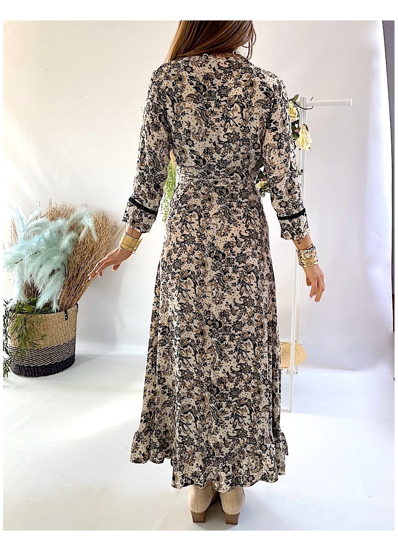 Vestido Lisboa beige y negro