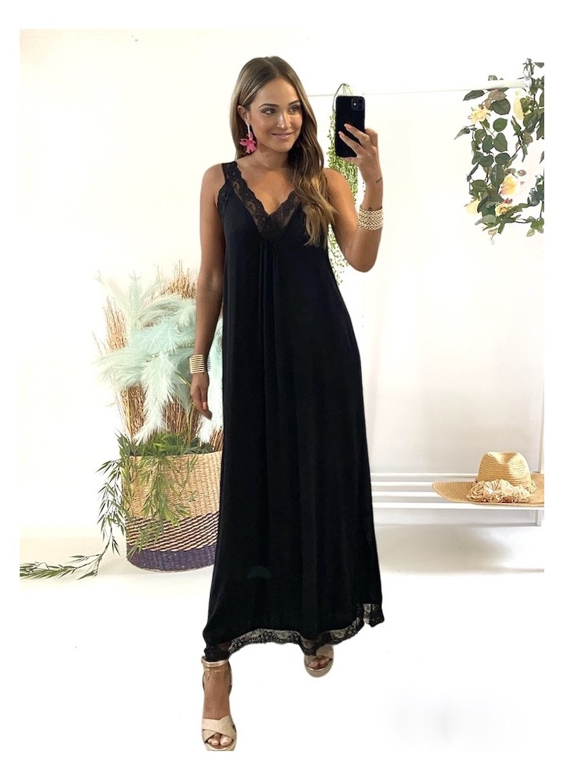 Vestido satinado negro