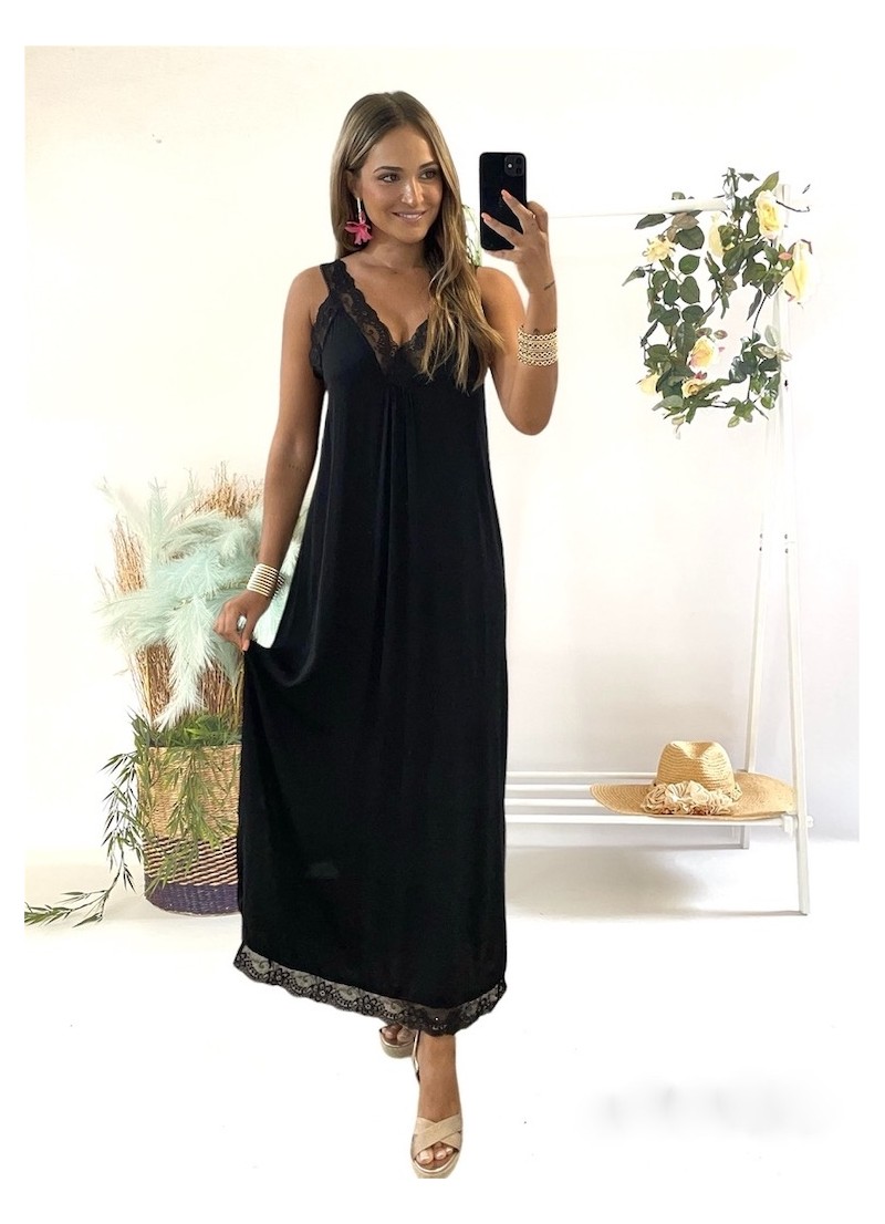 Vestido satinado negro