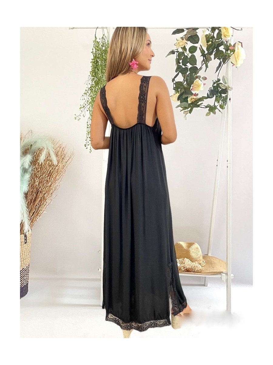 Vestido satinado negro