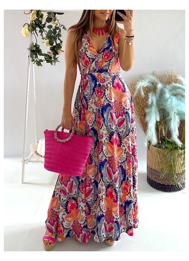 Vestido Brasil fondo aguamarina