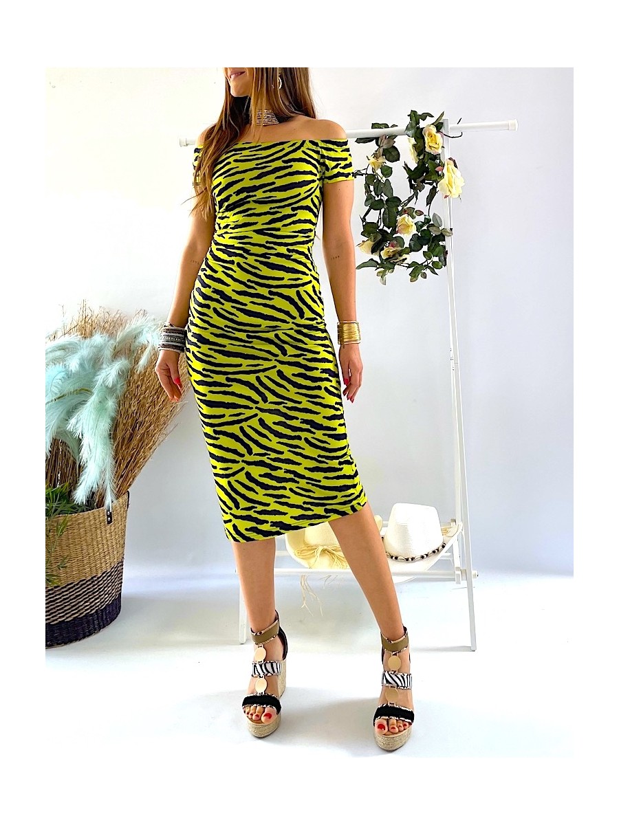 Vestido escote Bardot Lolina