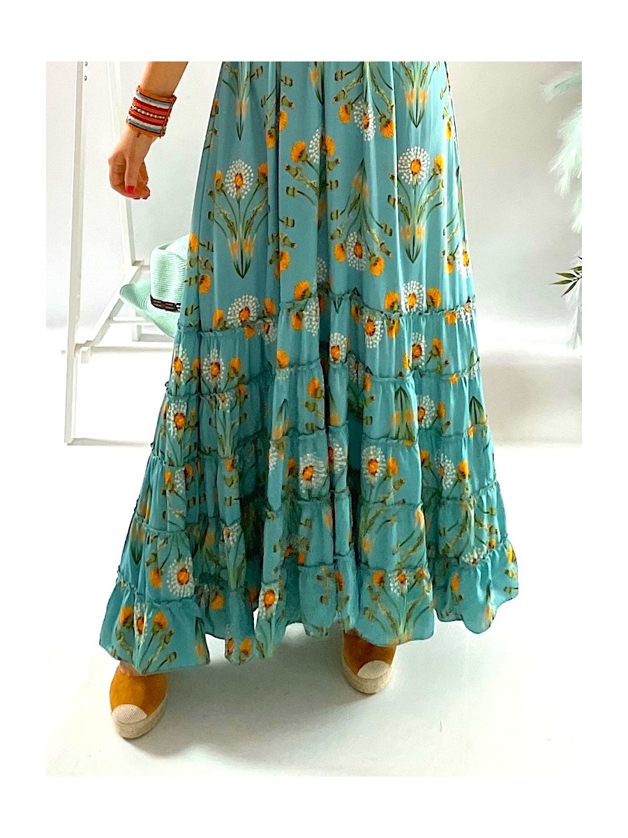 Vestido Abby fondo aguamarina