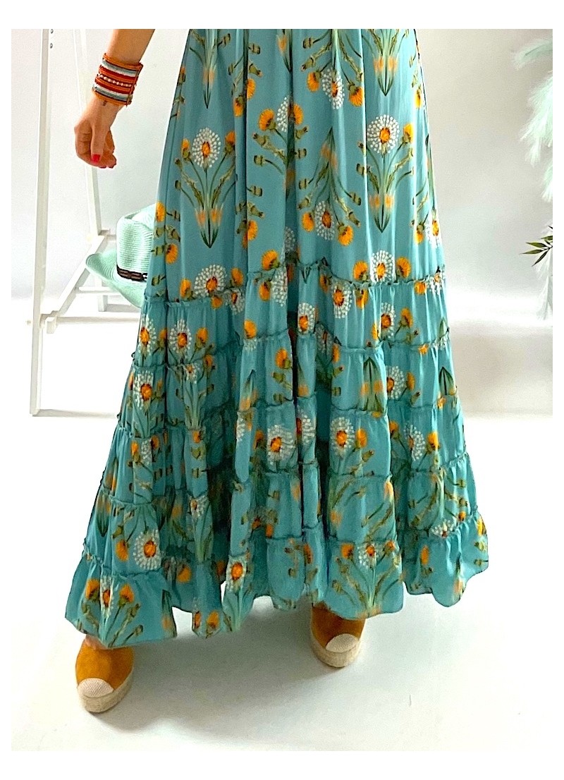 Vestido Abby fondo aguamarina