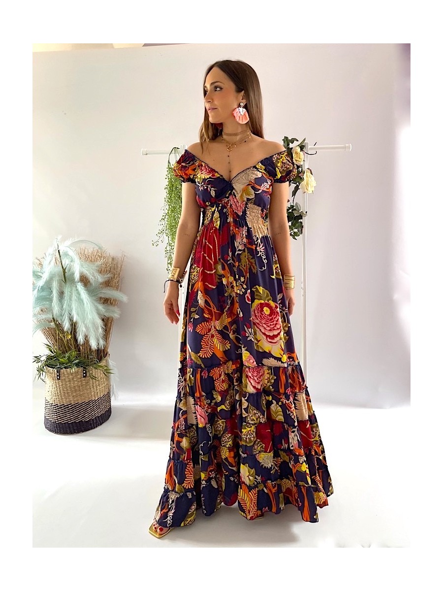Vestido Abby fondo azul marino