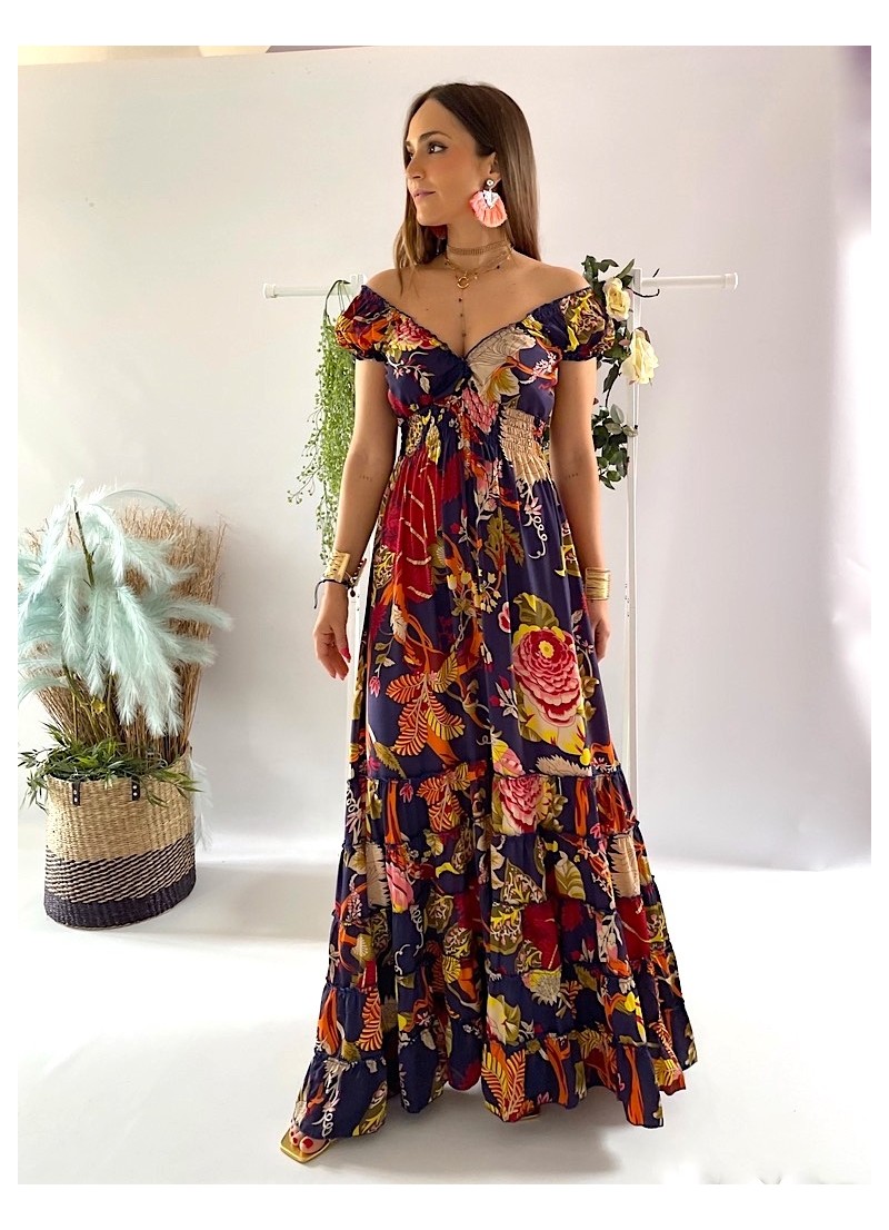 Vestido Abby fondo azul marino