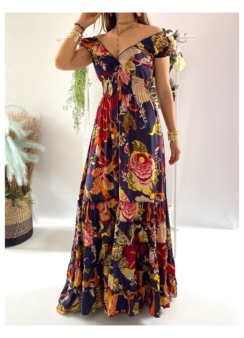Vestido Abby fondo azul marino
