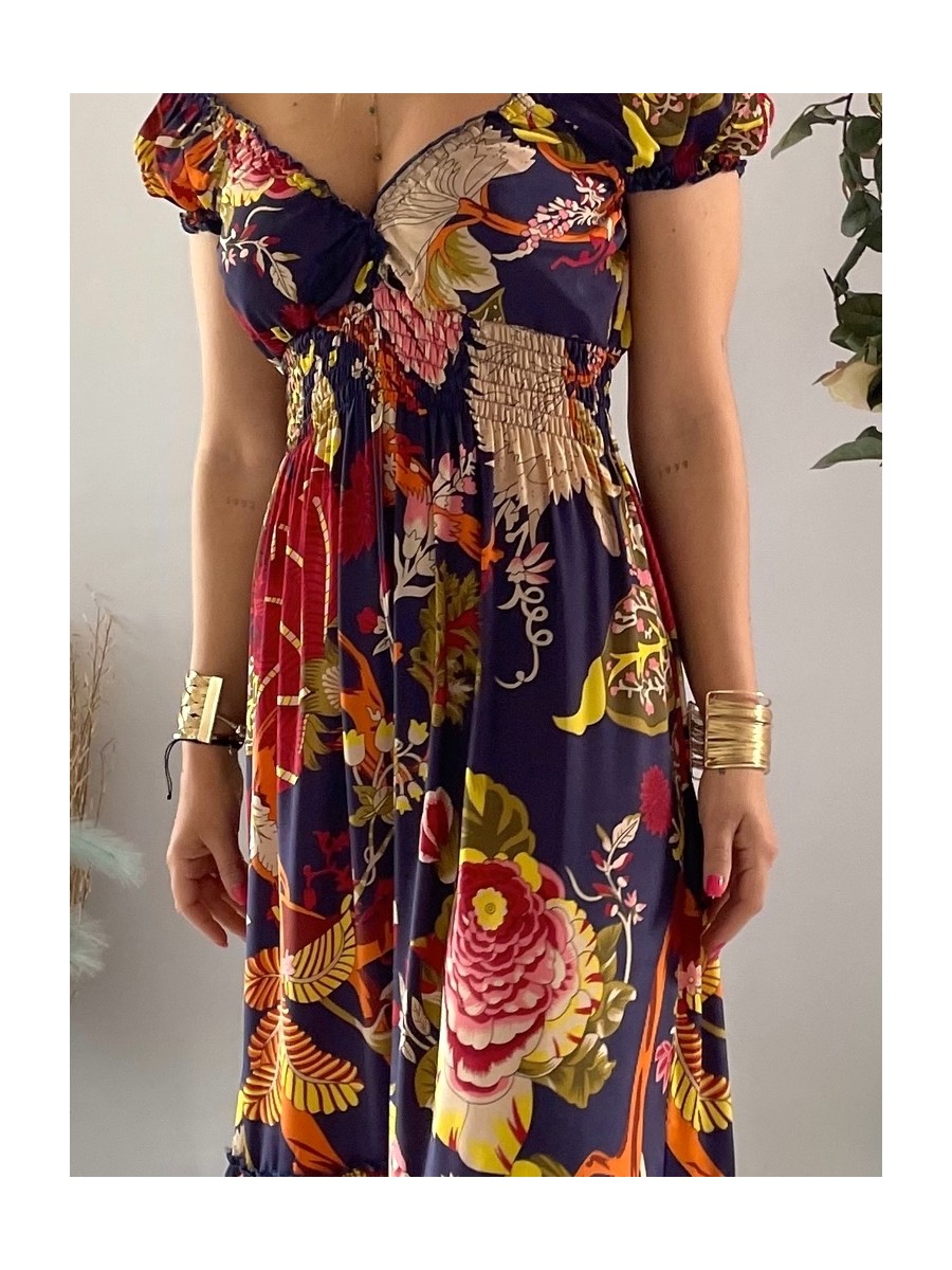 Vestido Abby fondo azul marino