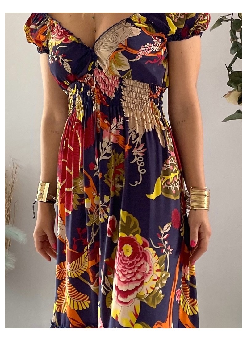 Vestido Abby fondo azul marino