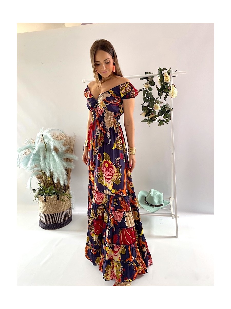 Vestido Abby fondo azul marino