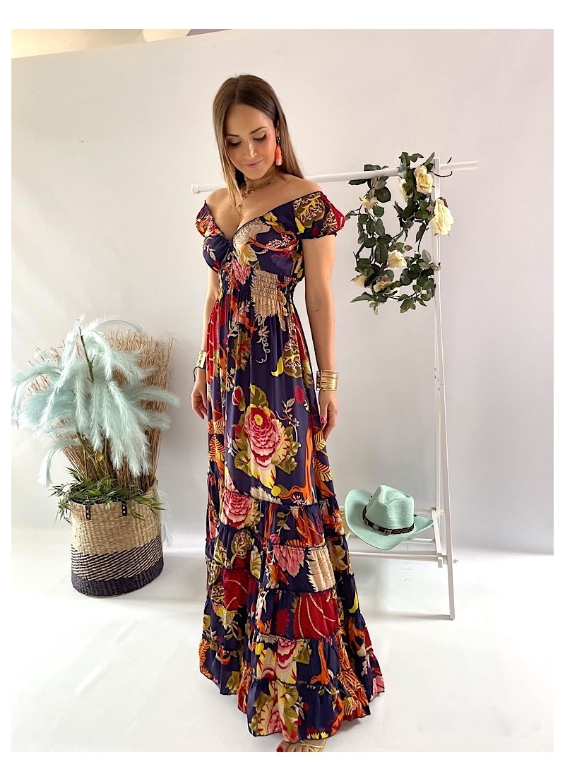Vestido Abby fondo azul marino