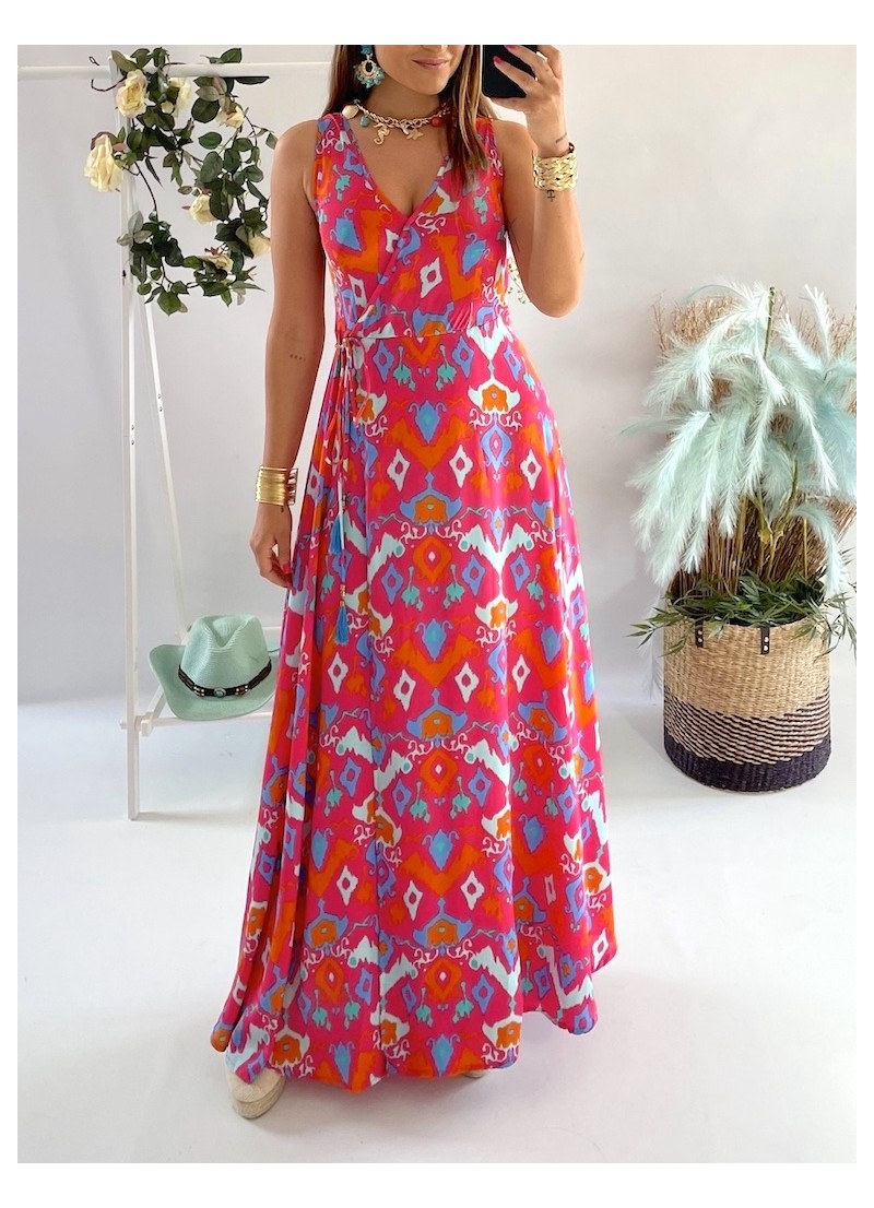 Vestido Brasil fondo fucsia