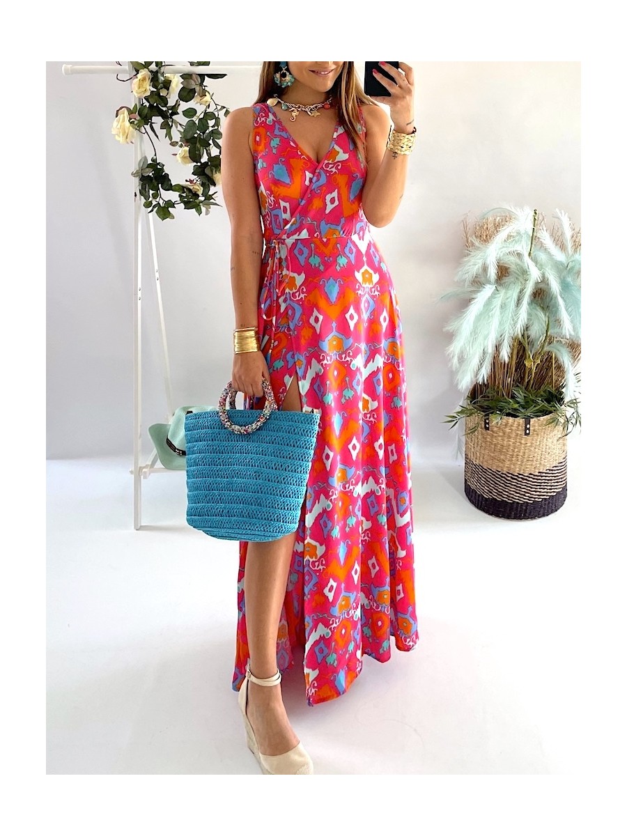 Vestido Brasil fondo fucsia