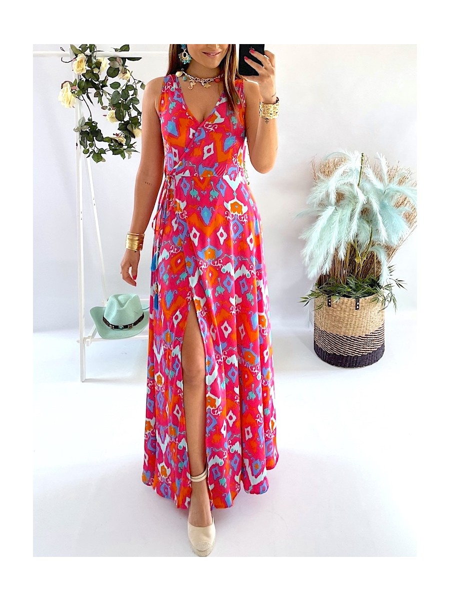 Vestido Brasil fondo fucsia