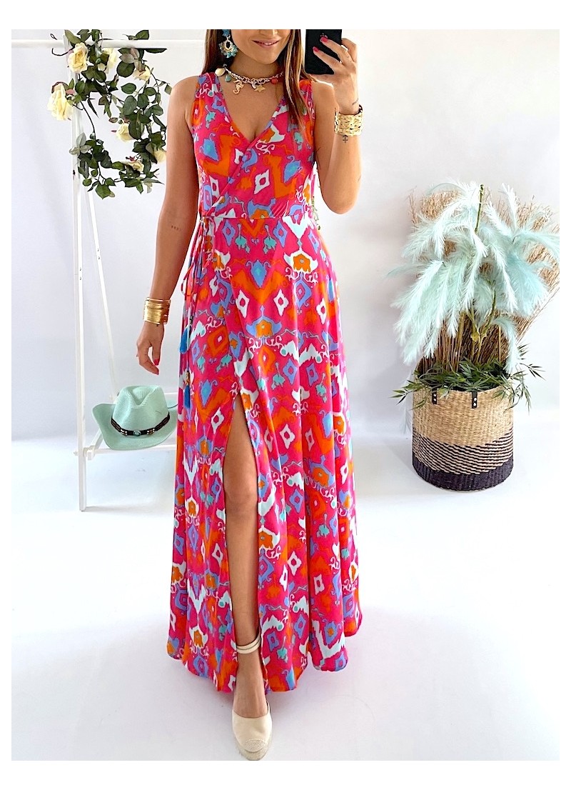 Vestido Brasil fondo fucsia