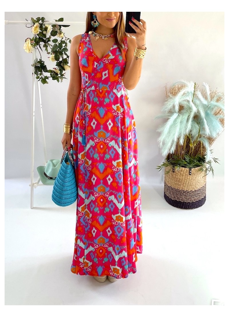Vestido Brasil fondo fucsia