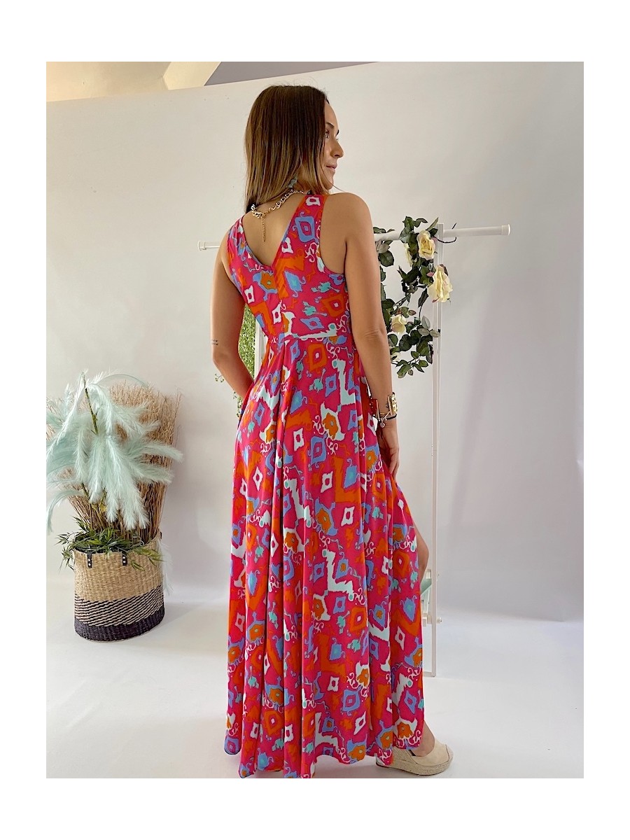 Vestido Brasil fondo fucsia