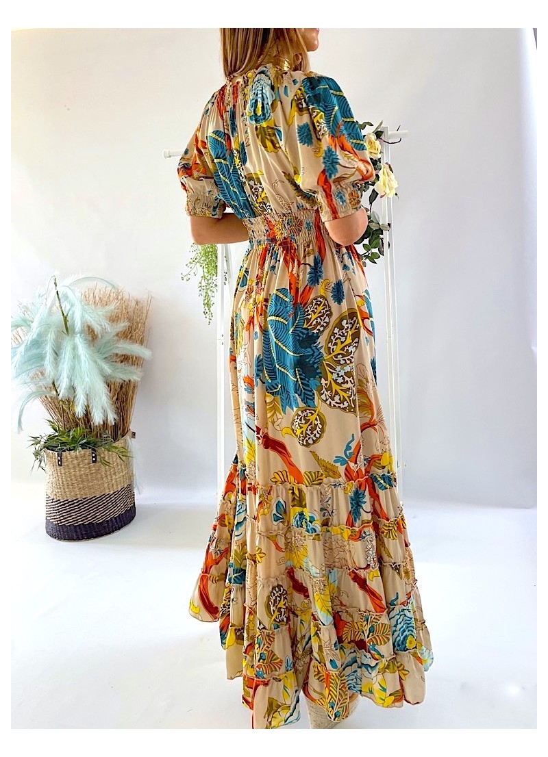 Vestido Cuba fondo beige Trilce