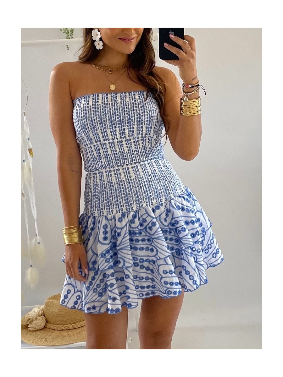 Vestido Anabel bordado azul