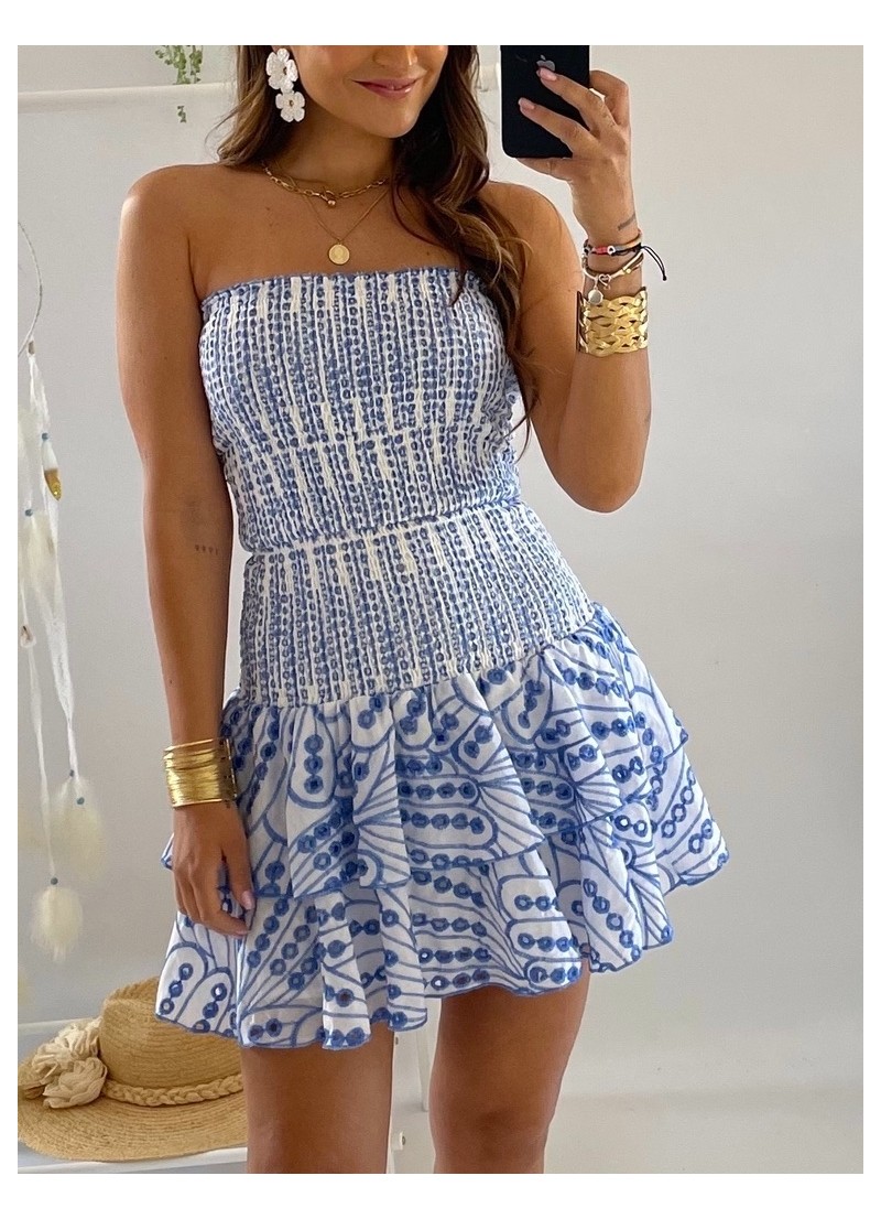 Vestido Anabel bordado azul