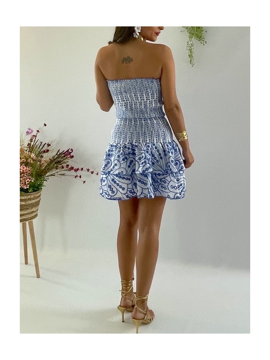 Vestido Anabel bordado azul