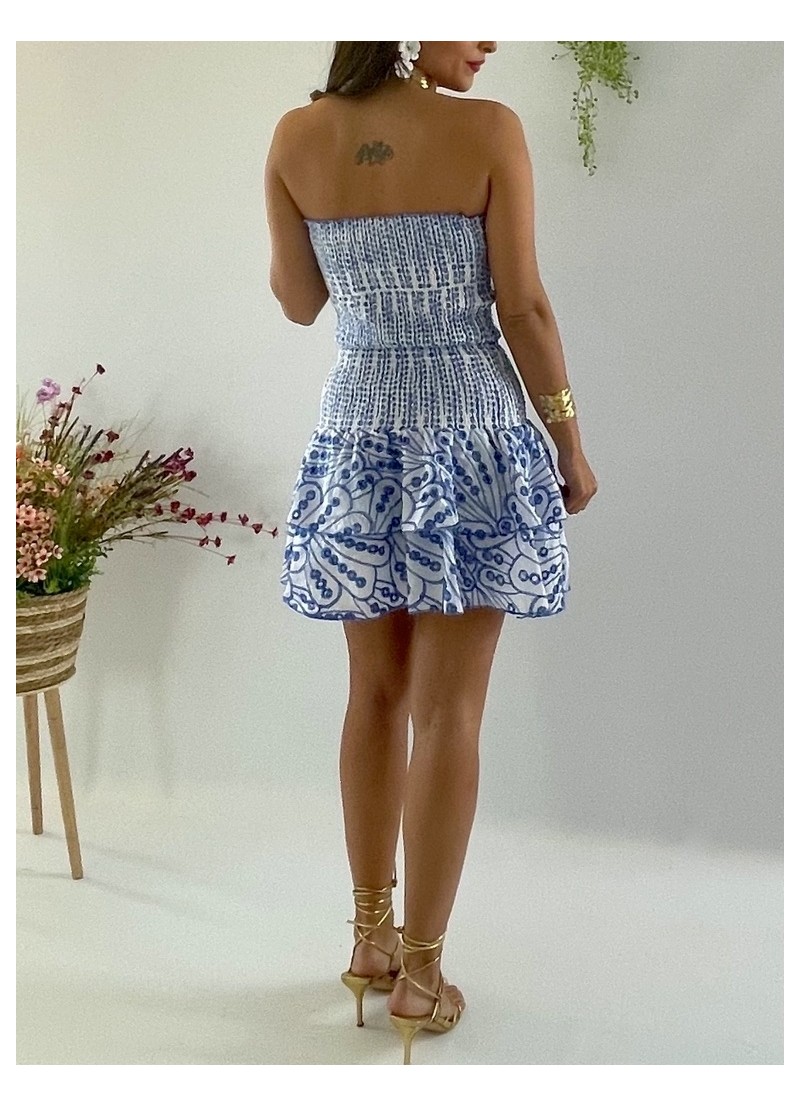 Vestido Anabel bordado azul