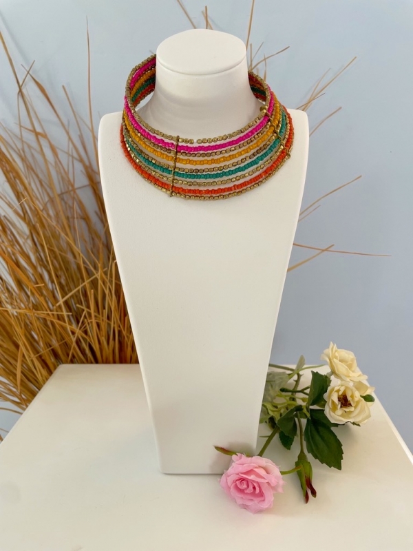 Gargantilla choker bolitas multicolor