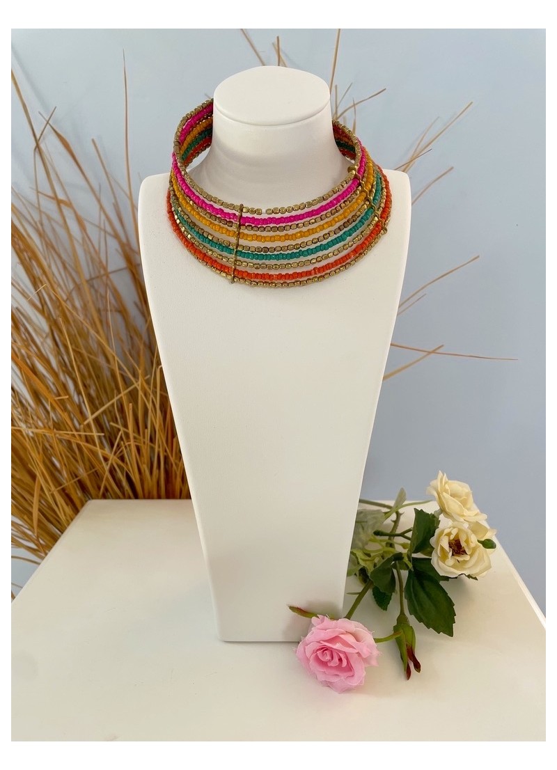 Gargantilla choker bolitas multicolor