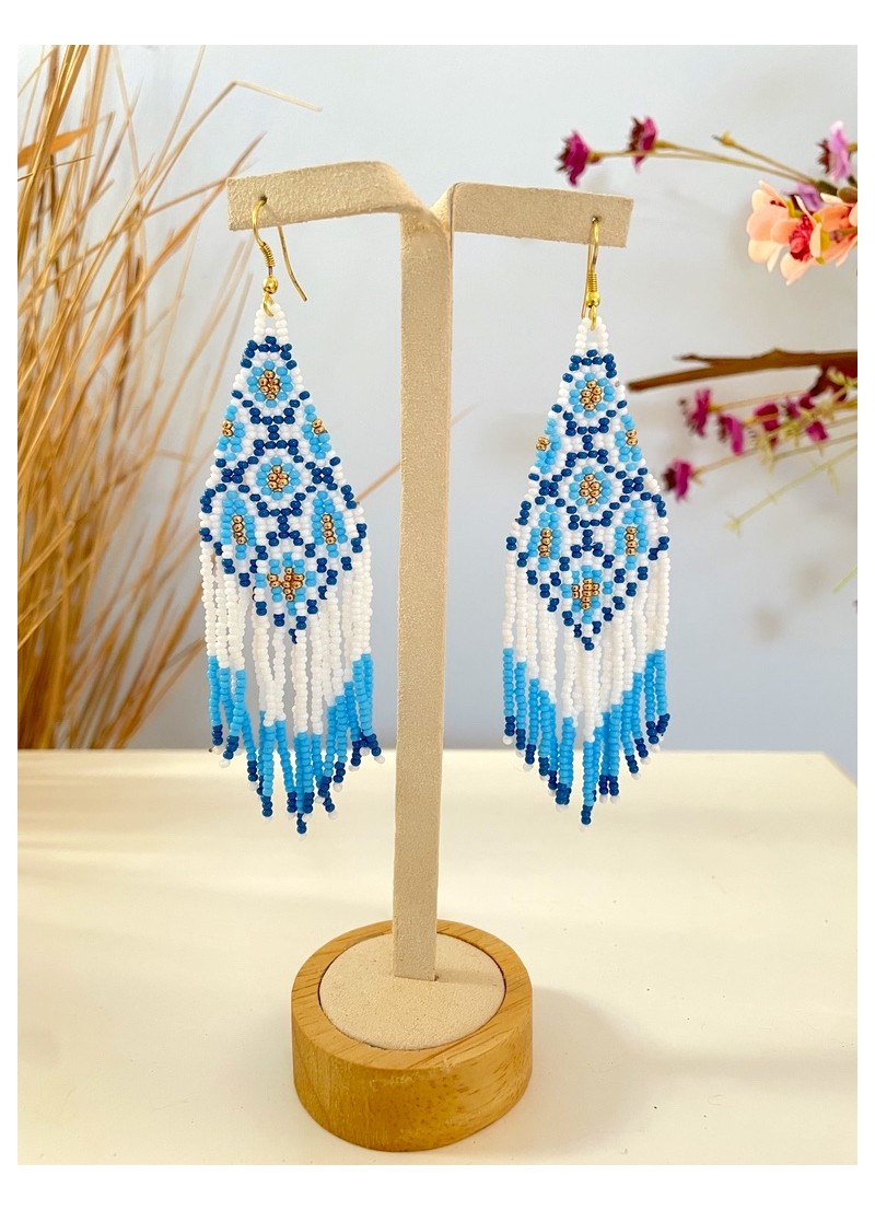 Pendientes Bali azul y blanco