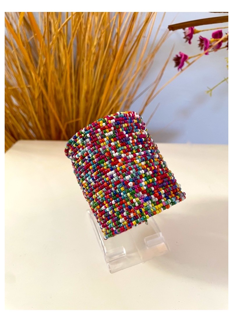 Pulsera rígida ancha de bolitas