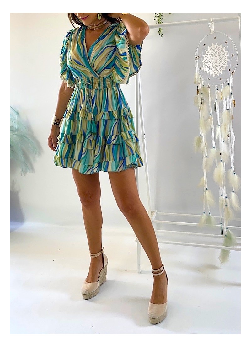 Vestido Laya verde y azul