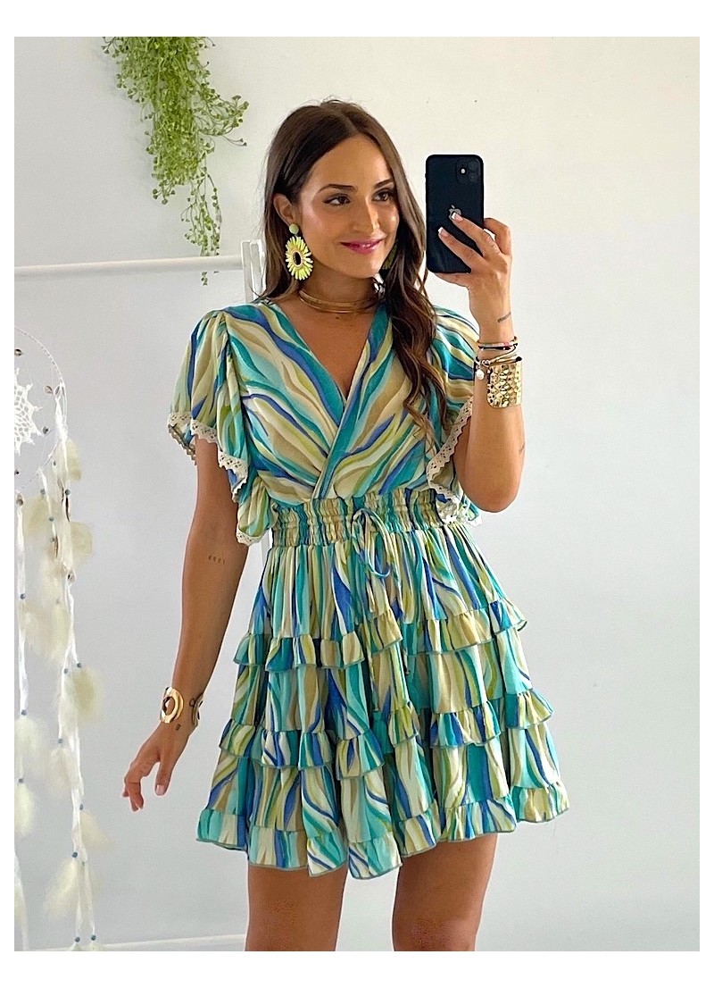 Vestido Laya verde y azul