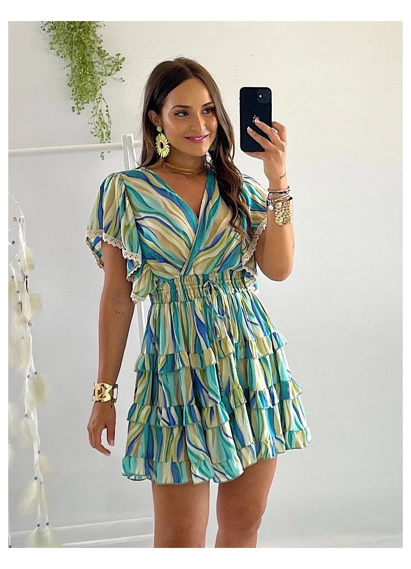 Vestido Laya verde y azul